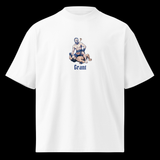 White t-shirt with graphic design and 'Grant' text on a white background